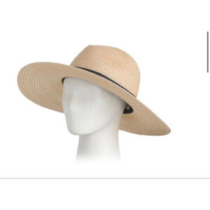 NWT EUGENIA KIM Wide Brim Fedora Hat in Natural/Black, One Size